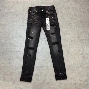 Purple Men's Black Distressed Skinny Jeans